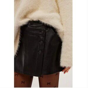 FREE PEOPLE NWT Wynne Vegan Skirt / Black